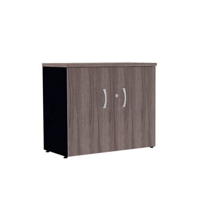 Armario Baixo 02 Portas P25 Pandin 70 Cm Walnut e Preto