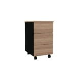 Gaveteiro Volante 03 Gavetas Home Office Pandin Noce Naturale e Preto