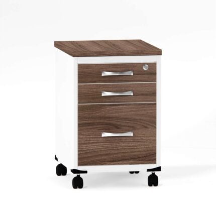 Gaveteiro Volante 03 Gavetas P25 Pandin 63 Cm Walnut e Branco