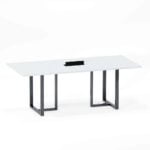 Mesa de Reunião Retangular com Power Box Tubular P25 Pandin 2