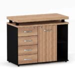 Mesa Complemento Com Armário Aparador 04 Gavetas PE 40 Pandin Noce Naturale e Preto - Imagem 2
