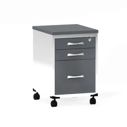 Gaveteiro Volante 03 Gavetas P25 Pandin 63 Cm Grafito e Branco