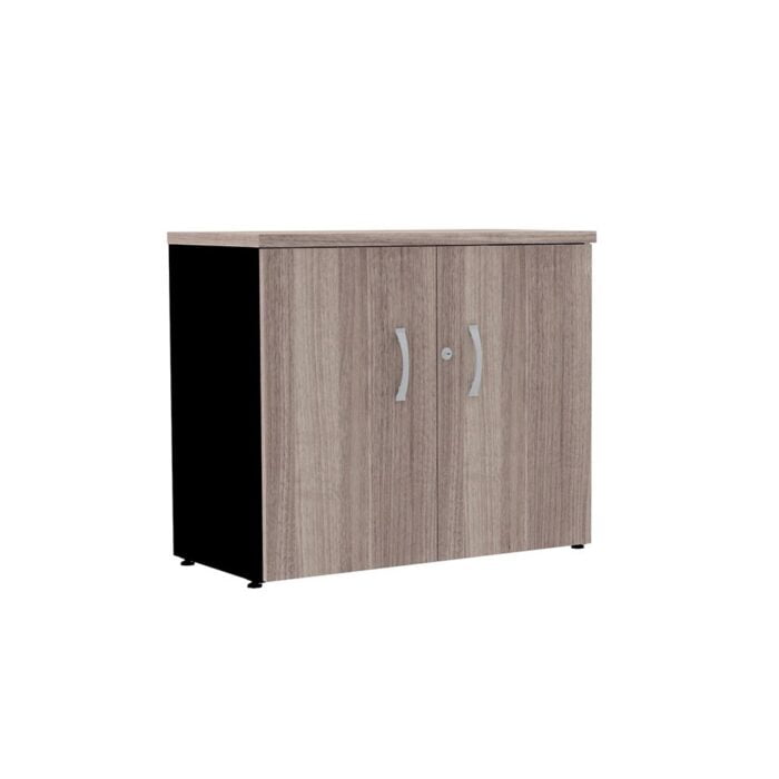 Armario Baixo 02 Portas P25 Pandin 70 Cm Noce Naturale e Preto