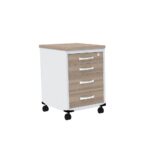 Gaveteiro Volante 04 Gavetas P25 Pandin 63 Cm Noce Naturale e Branco