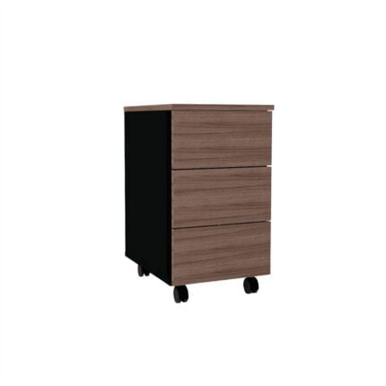 Gaveteiro Volante 03 Gavetas Home Office Pandin Walnut e Preto