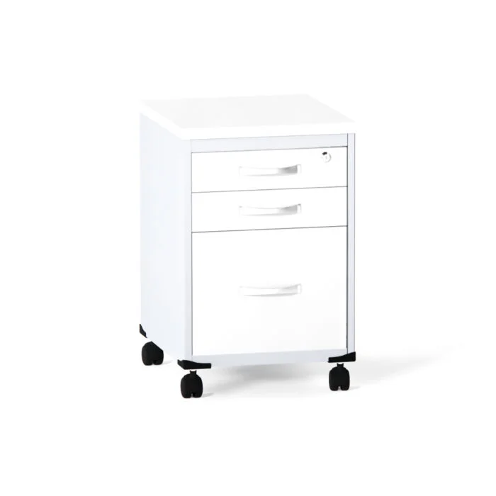 Gaveteiro Volante 03 Gavetas P25 Pandin 63 Cm Branco e Cinza