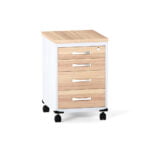 Gaveteiro Volante 04 Gavetas P25 Pandin 63 Cm Noce Naturale e Cinza