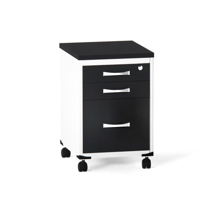 Gaveteiro Volante 03 Gavetas P25 Pandin 63 Cm Preto e Branco