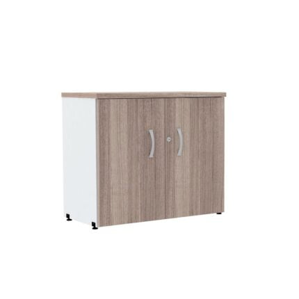 Armario Baixo 02 Portas P25 Pandin 70 Cm Noce Naturale e Branco