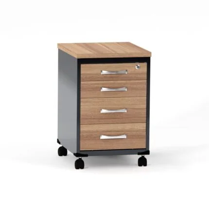Gaveteiro Volante 04 Gavetas P25 Pandin 63 Cm Noce Naturale e Grafito