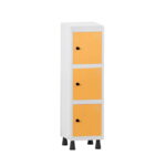 Mini Armário Guarda Volume Locker Roupeiro 1 Vão 3 Portas MGRP501/3 Cinza e Laranja Picasso - Pandin