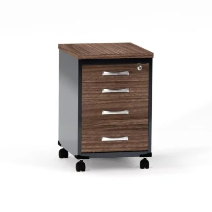 Gaveteiro Volante 04 Gavetas P25 Pandin 63 Cm Walnut e Grafito
