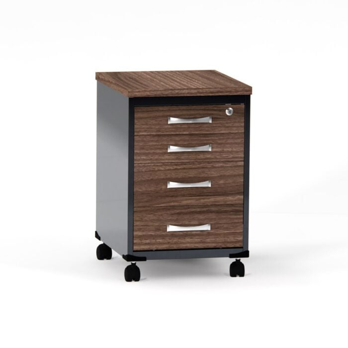 Gaveteiro Volante 04 Gavetas P25 Pandin 63 Cm Walnut e Grafito