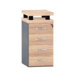 Gaveteiro Alto Com 04 Gavetas PE 40 Pandin Noce Naturale e Grafito