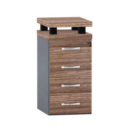 Gaveteiro Alto Com 04 Gavetas PE 40 Pandin Walnut e Grafito