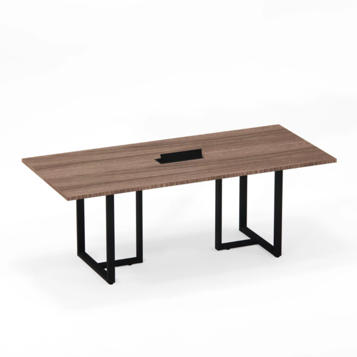 mesa de reuniao pandin walnut e preto