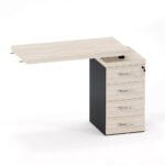 Mesa Complemento Com Pé Gaveteiro 04 Gavetas PE 40 Pandin Casablanca e Grafito