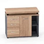 Mesa Complemento Com Armário Aparador 03 Gavetas PE 40 Pandin Noce Naturale e Grafito