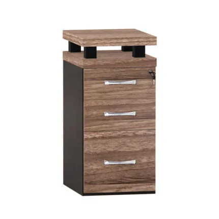 Gaveteiro Alto Com 03 Gavetas PE 40 Pandin Walnut e Preto