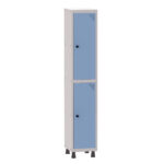 Armário Guarda Volume Locker Roupeiro 1 Vão 2 Portas Aço GRP501/2 Cinza e Azul Dali - Pandin