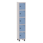 Armário Guarda Volume Locker Roupeiro 1 Vão 5 Portas Aço GRP501/5 Cinza e Azul Dali - Pandin