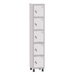 Armário Guarda Volume Locker Roupeiro 1 Vão 5 Portas Aço GRF501/5 Cinza e Branco - Pandin