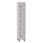Armário Guarda Volume Locker Roupeiro 1 Vão 5 Portas Aço GRF501/5 Cinza - Pandin