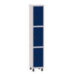 Armário Guarda Volume Locker Roupeiro 1 Vão 3 Portas Aço GRF501/3 Cinza e Azul Del Rey - Pandin