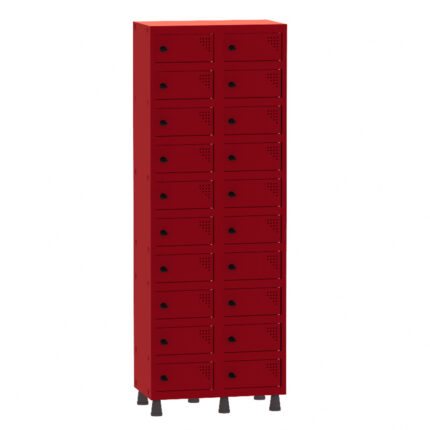 Armário Porta Objetos de Aço 2 Vãos 20 Portas Pitão Pandin 1,90 m Vermelho