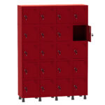 Armário Guarda Volume Locker Roupeiro 4 Vãos 20 Portas Aço GRF504/20 Vermelho - Pandin