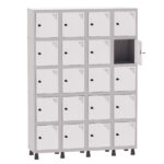 Armário Guarda Volume Locker Roupeiro 4 Vãos 20 Portas Aço GRP504/20 Cinza e Branco - Pandin