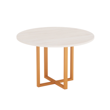 Mesa de Reunião Redonda Tubular P25 Pandin 1,10 M Casablanca e Laranja
