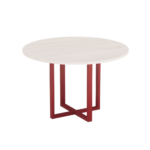 Mesa de Reunião Redonda Tubular P25 Pandin 1,10 M Casablanca e Vermelho