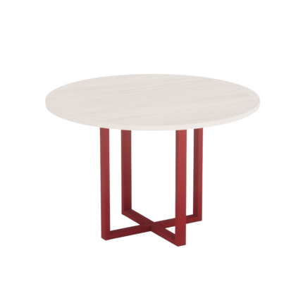 Mesa de Reunião Redonda Tubular P25 Pandin 1,10 M Casablanca e Vermelho