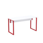 Mesa Gerência Tubular P25 Pandin 1,35 M Branco e Vermelho