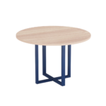 Mesa de Reunião Redonda Tubular P25 Pandin 1,10 M Noce Naturale e Azul Del Rey