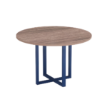 Mesa de Reunião Redonda Tubular P25 Pandin 1,10 M Walnut e Azul Del Rey