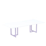 Mesa de Reunião Retangular Tubular P25 Pandin 2,0 M Branco e Lilas