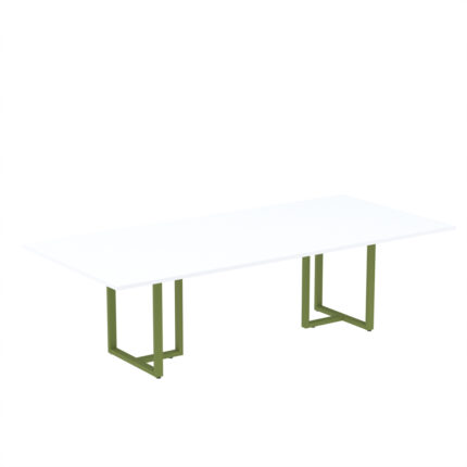 Mesa de Reunião Retangular Tubular P25 Pandin 2,6 M Branco e Verde