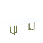 Mesa de Reunião Retangular Tubular P25 Pandin 2,0 M Branco e Verde