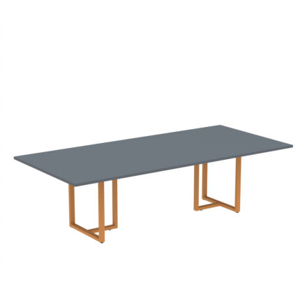 Mesa de Reunião Retangular Tubular P25 Pandin 2,6 M Grafito e Laranja