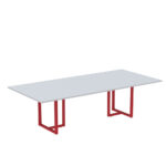 Mesa de Reunião Retangular Tubular P25 Pandin 2,0 M Cinza e Vermelho