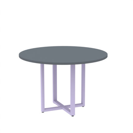 Mesa de Reunião Redonda Tubular P25 Pandin 1,10 M Grafito e Lilas