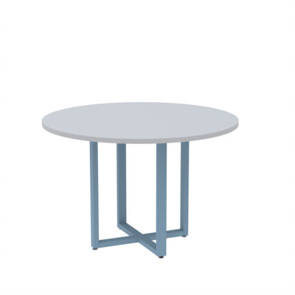 Mesa de Reunião Redonda Tubular P25 Pandin 1,10 M Cinza e Azul Dali