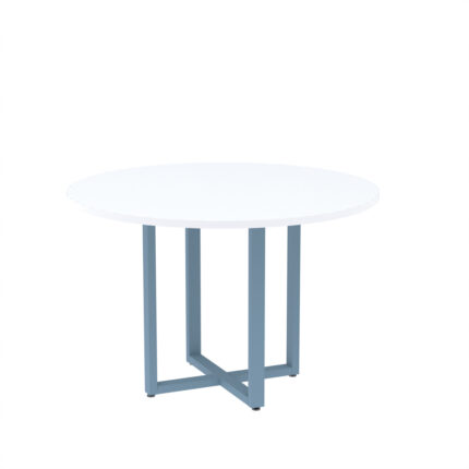 Mesa de Reunião Redonda Tubular P25 Pandin 1,10 M Branco e Azul Dali