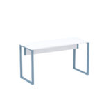 Mesa Diretora Tubular P25 Pandin 1,5×0,6 M Branco e Azul Dali