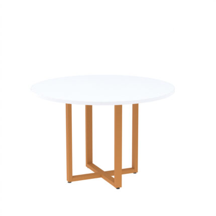 Mesa de Reunião Redonda Tubular P25 Pandin 1,10 M Branco e Laranja