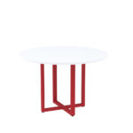 Mesa de Reunião Redonda Tubular P25 Pandin 1,10 M Branco e Vermelho
