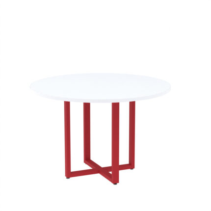 Mesa de Reunião Redonda Tubular P25 Pandin 1,10 M Branco e Vermelho