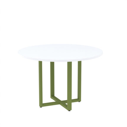 Mesa de Reunião Redonda Tubular P25 Pandin 1,10 M Branco e Verde